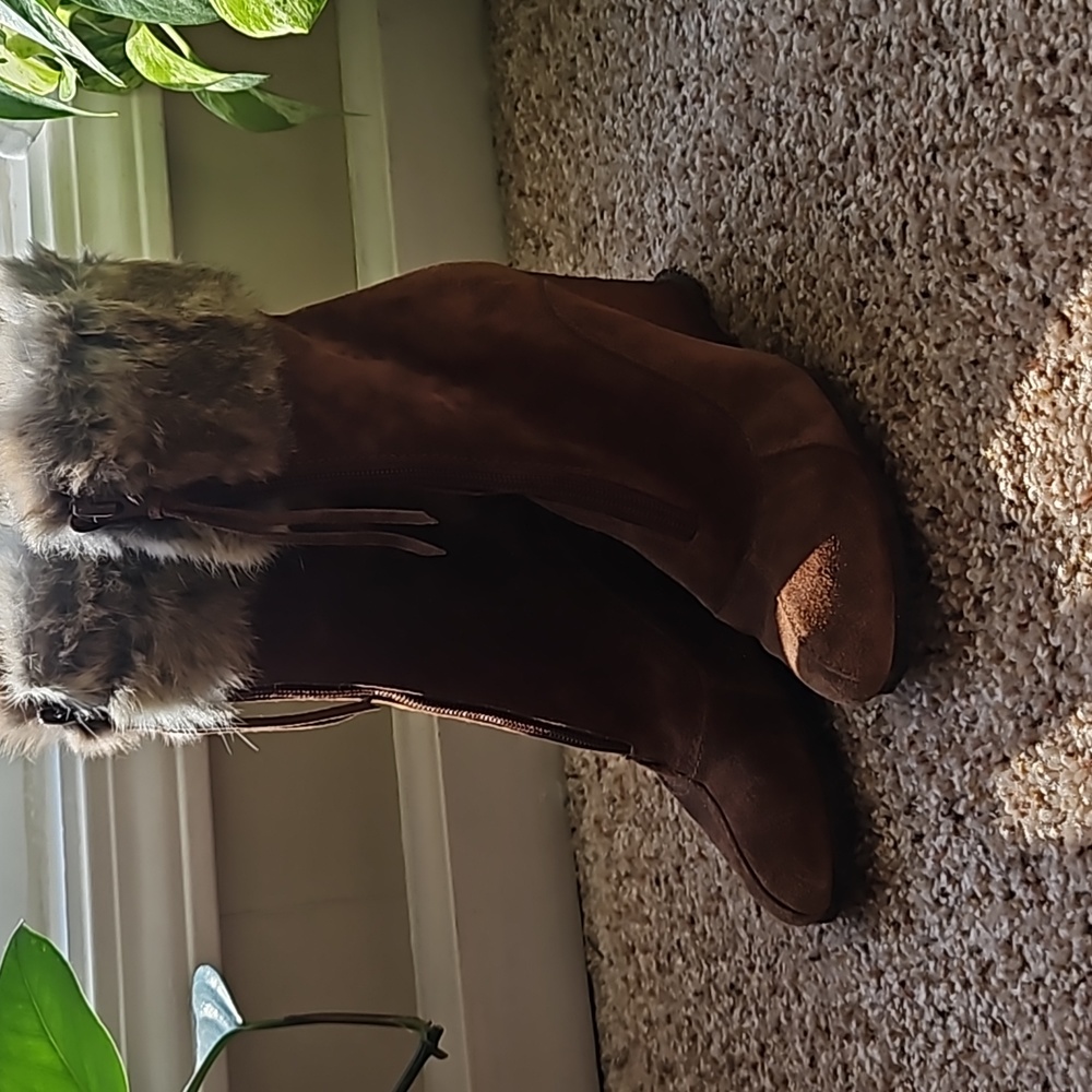 Apepazza Suede Wedge Boots with Furr
